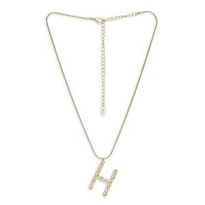 NEW ETTIKA REVOLVE 18K Goldplated Twisted Crystal Initial Pendant Necklace H